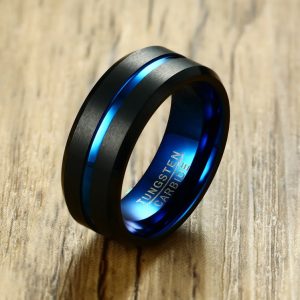 Black Ring with Dynamic Electric Blue Stripe
