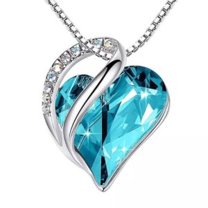 Ocean Blue Love Heart Sparkle Necklace