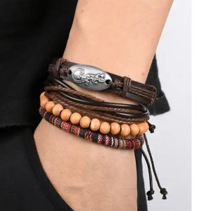 Casual Brown Four Piece Bracelet