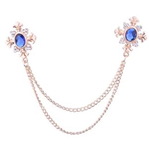 Rose Tie Chain with Oval Blue Sparkles